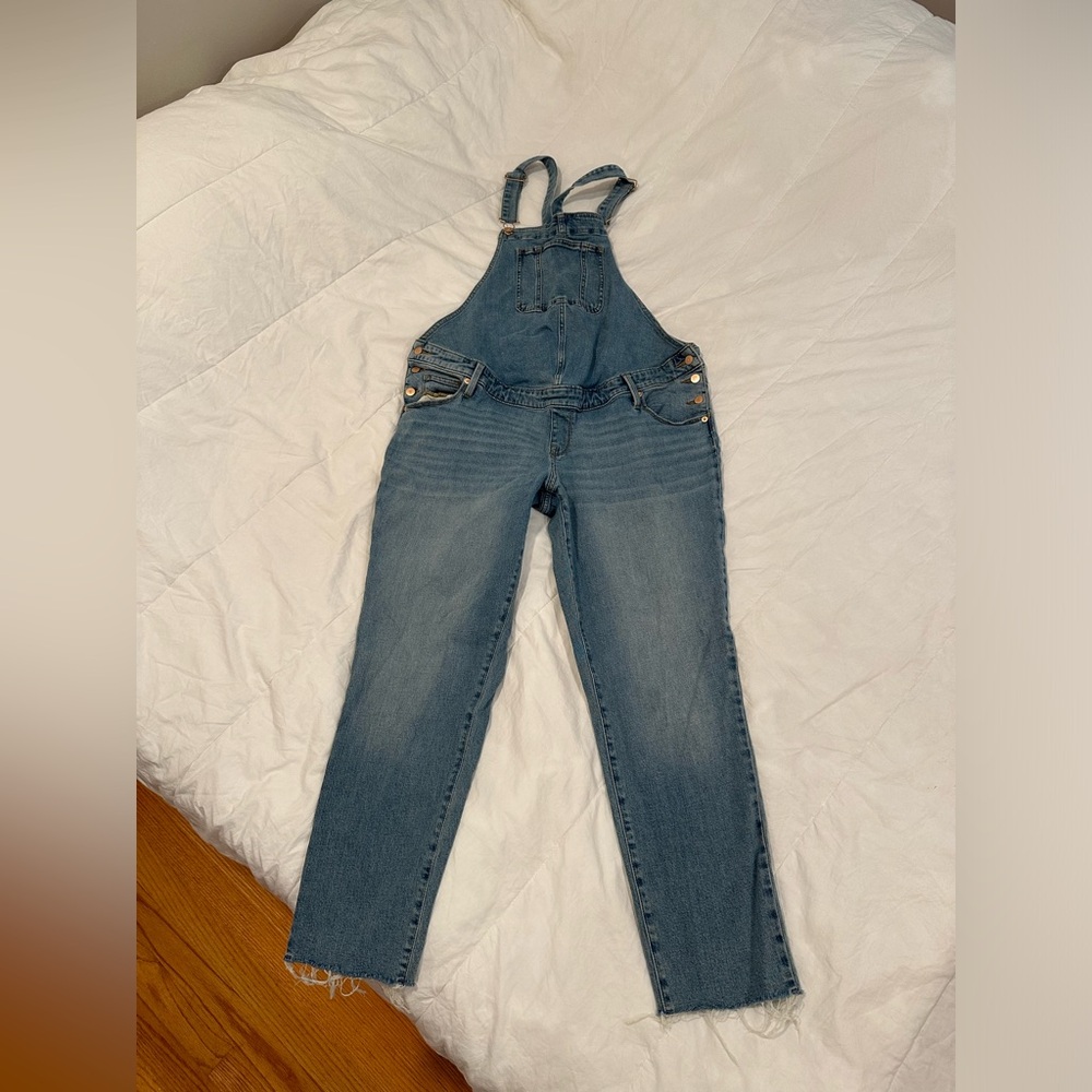Isabel jean maternity raw hem overalls